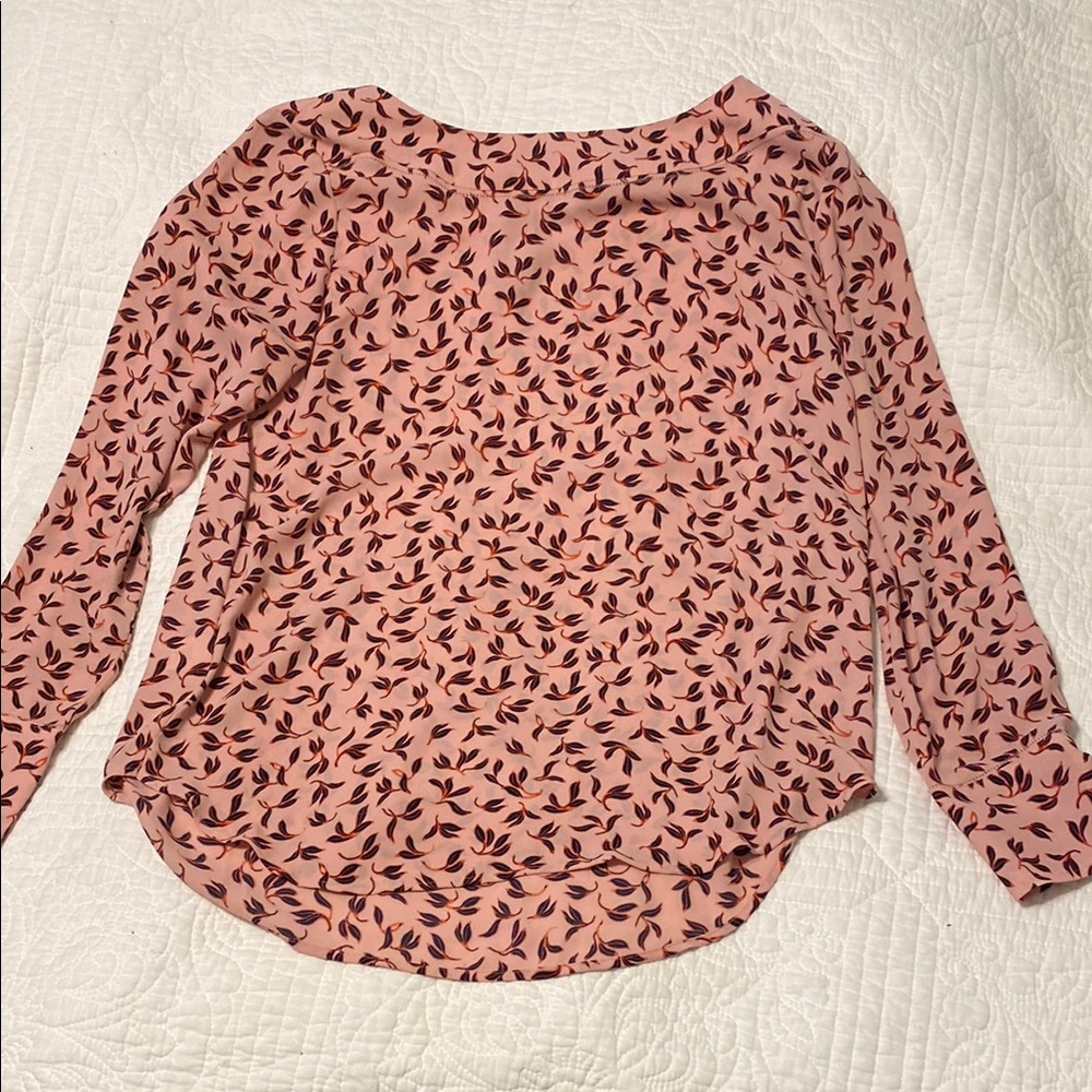 Ann Taylor Pink Relaxed Blouse with Floral Print